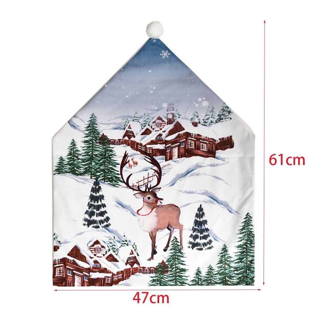 Cartoon Snowflakes Christmas Decorations Kitchen Santa Claus Hat Dining Table Home Decoration Christmas Chair Covers