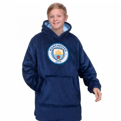 Manchester City FC Childrens/Kids Crest Oversized Blanket Hoodie