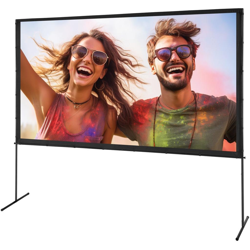 VEVOR Projektorleinwand mit Ständer, 120 Zoll 16:9 4K 1080 HD Außen-Filmleinwand mit Ständer