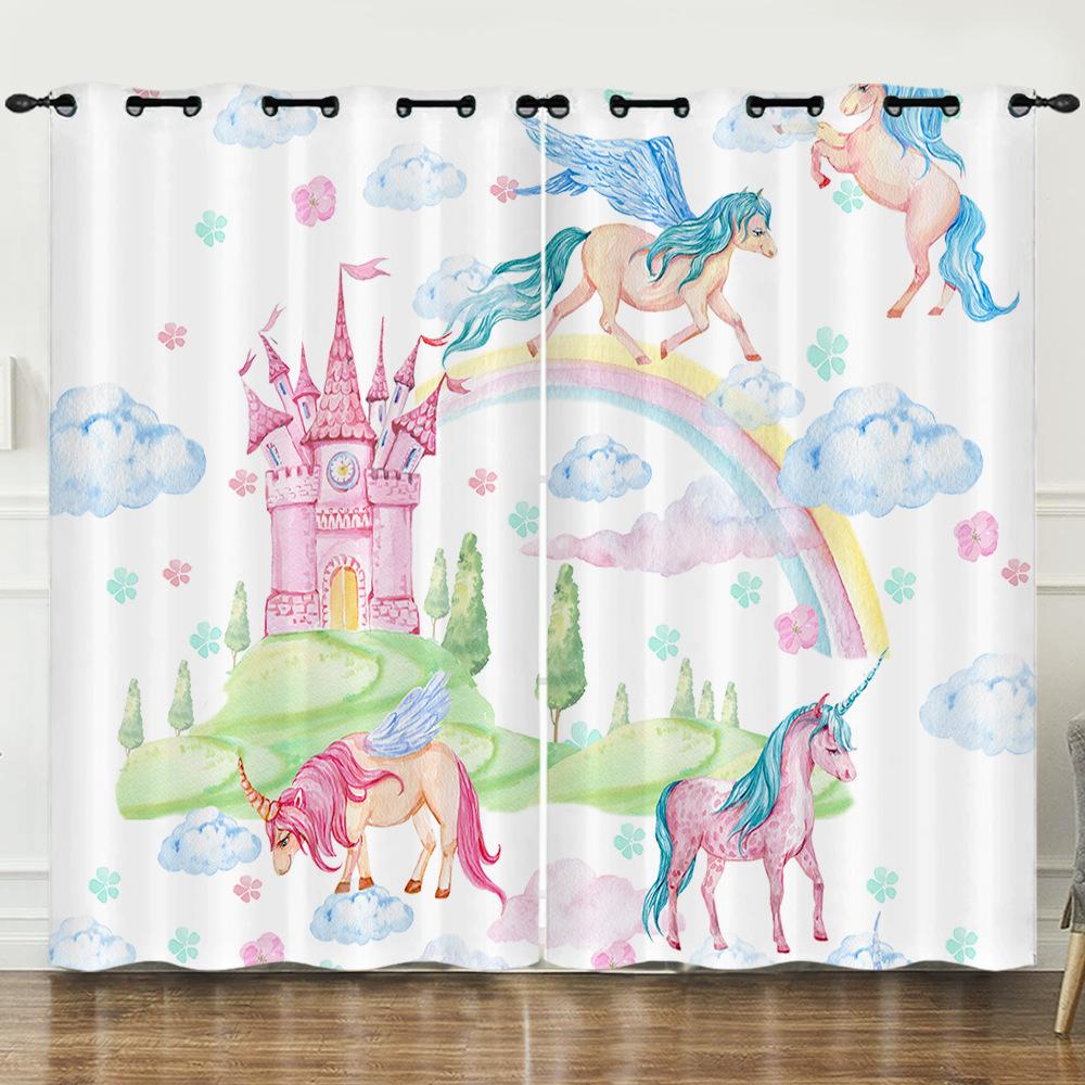 Curtains European And American Cartoon Animals Bear Deer Digital Printing Blackout Curtain Bedroom Punching