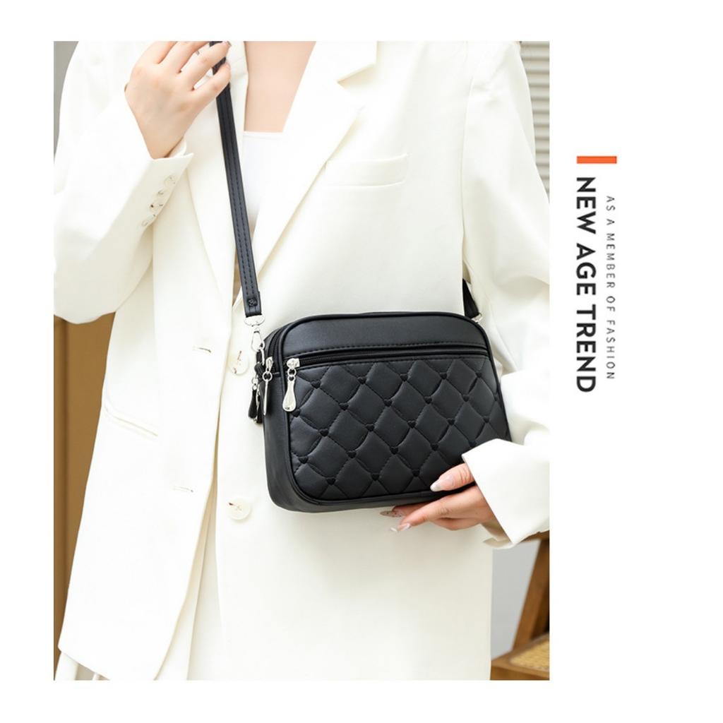Ladies, Crossbody Bag, Multi-layer Bag, Embroidered Bag, Diamond Patterned Bag, Shoulder Bag, Women's Bag