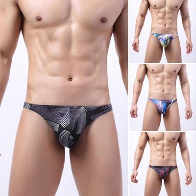 Men Triangle Underpants Colorful Printing Bulge Pouch Mid Waist Great Breathability Variety of