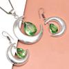 Peridot   Gemstone Pendant Jewelry Set Quartz Necklace 18-20''