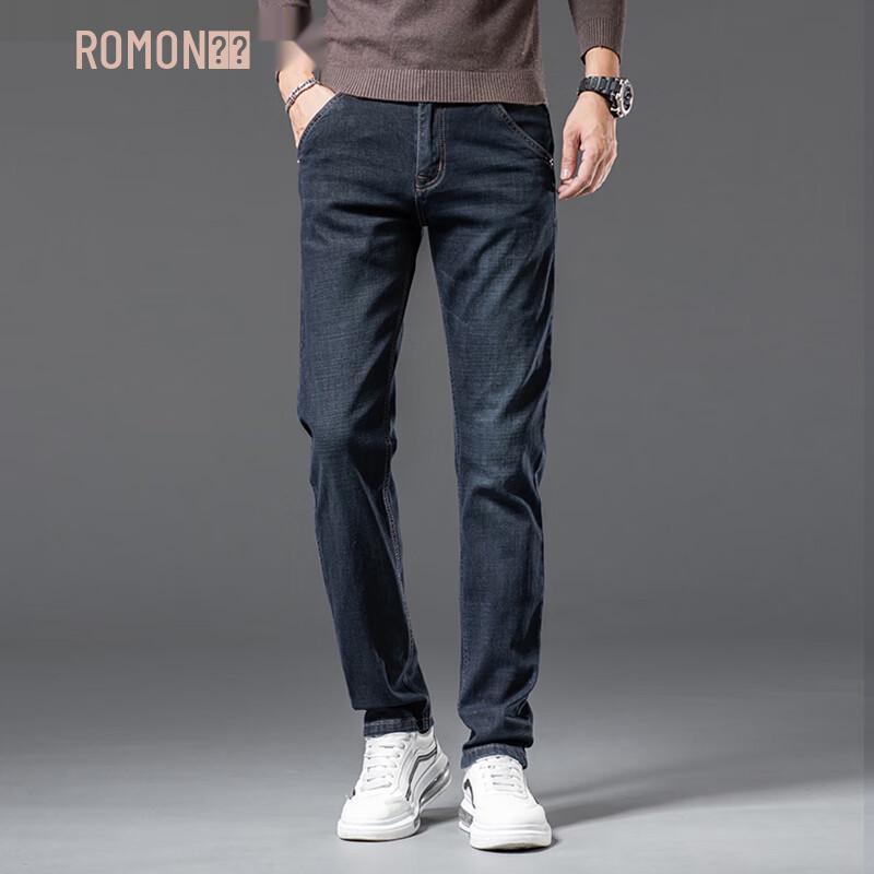 ROMON Pánské džínové džíny střihu slim fit s rovnými nohavicemi
