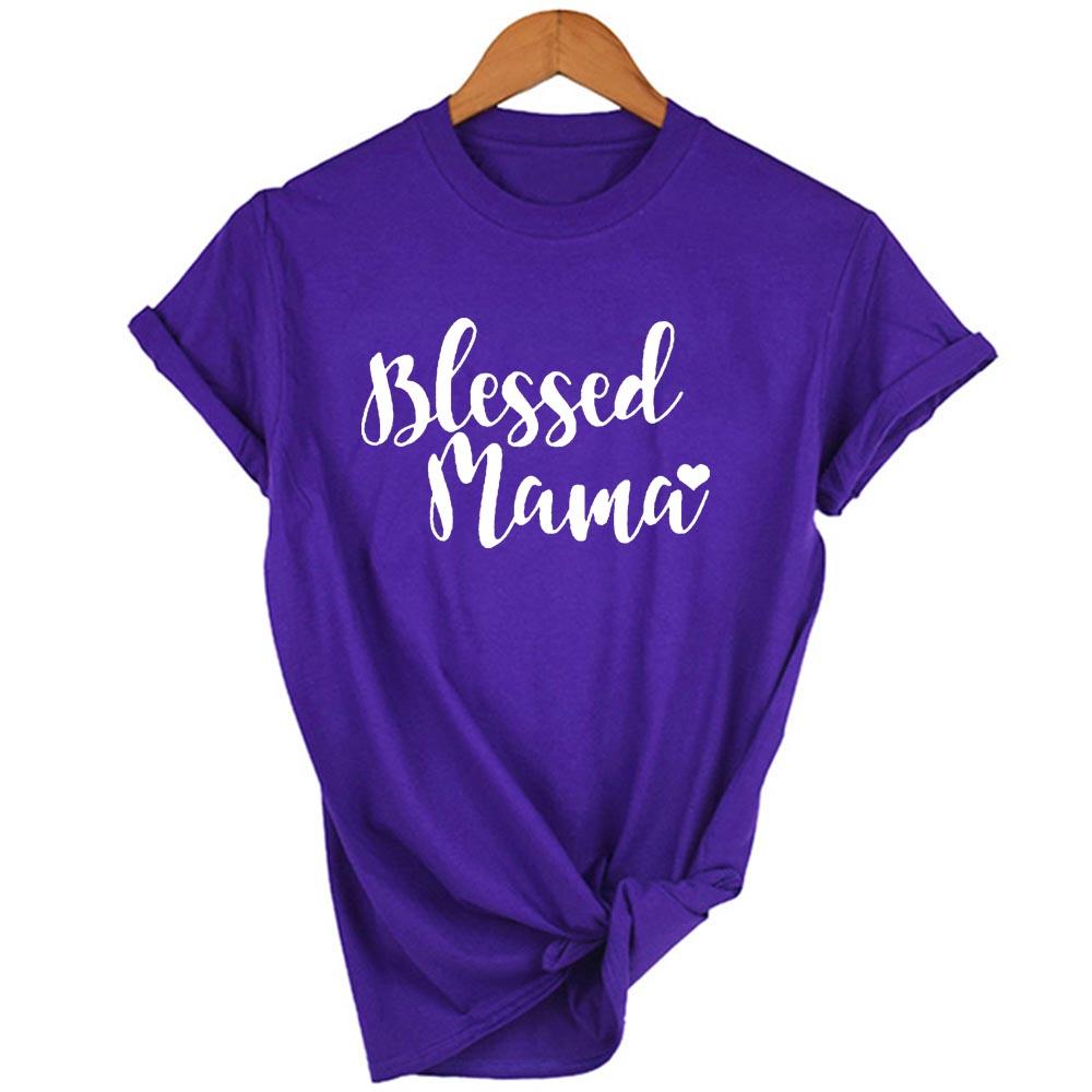 Blessed Mama Letters Print Short Sleeve Women Tshirt Casual Funny T Shirt Yong Lady Mom Life
