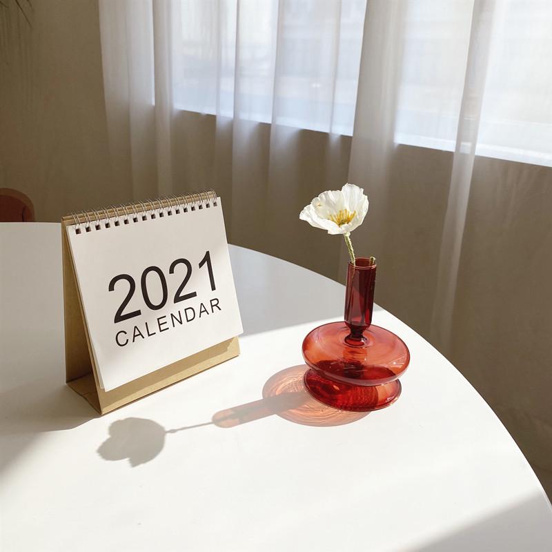 Korean-Style Transparent Glass Flower Vase for Soft Decoration and Photography