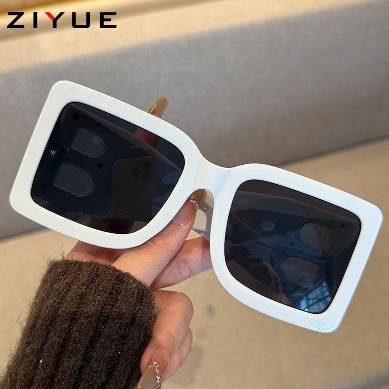 New box personalized sunglasses, women's high-end sense, big face and thin travel street shooting UV-proof sunglasses