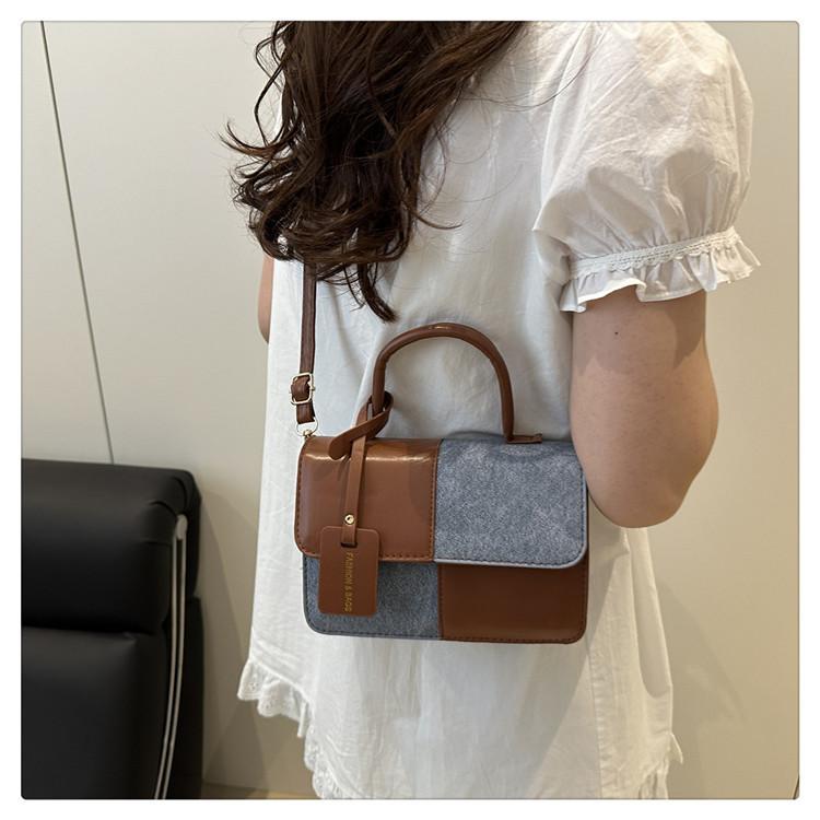Fashion Splicing Texture Small Square Bag for Women Trendy Shoulder Crossbody Handbag KTB