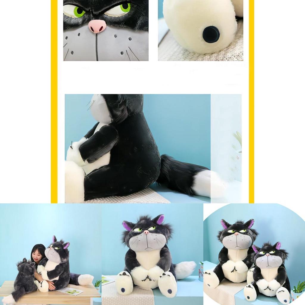 Cute Grey Short Plush Lucife Cat Doll Stuffed Animal Toy For Teenagers 30/45/60/80cm