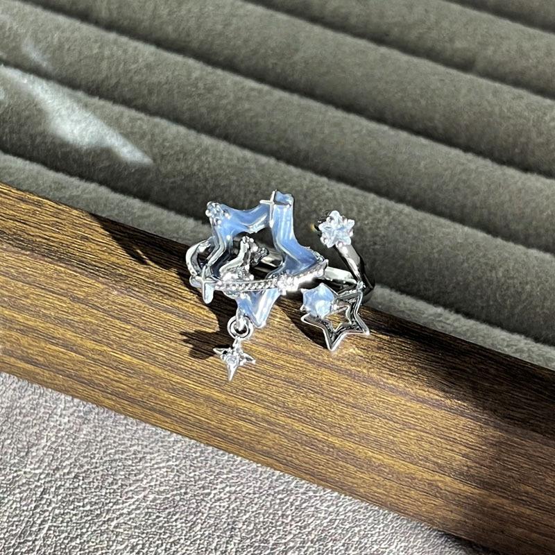 2026 Sweet Cool Star Love Fashion Tassel Hollow Star Simple Love Ring Women s Cold Style Niche Design Sense Index Finger Ring Resizable