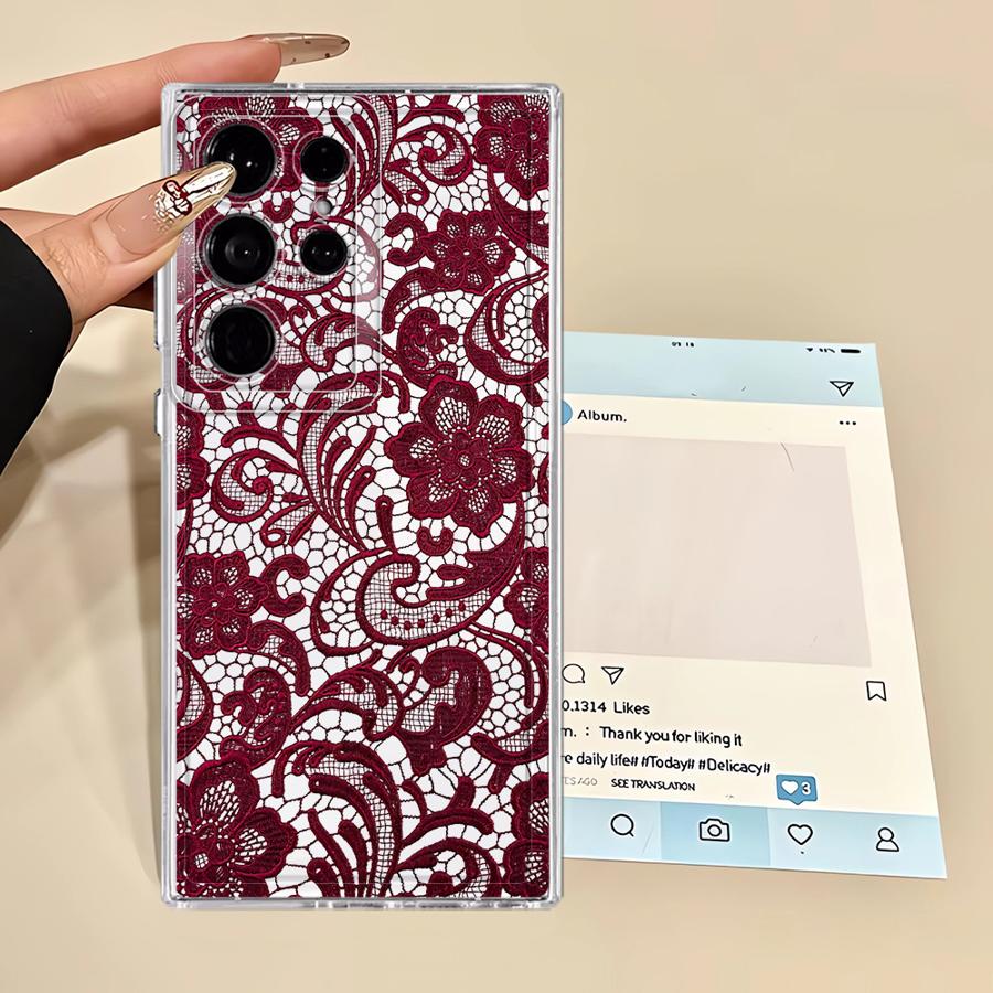 Case for Samsung Galaxy S24 Note 20 Ultra 10 S25 Edge S22 FE S23 Ultra S26 S21 S20 Plus Phone Cover Sexy Lace