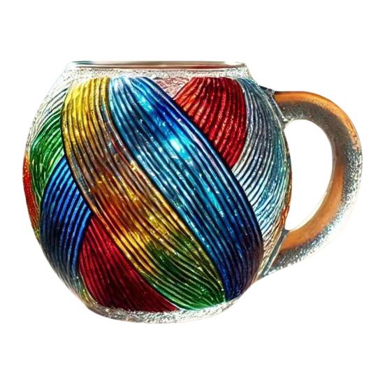 Hand Painted Coffee Mug Resin Quirky Resin Tea Cup 380ml Colored Yarn Ball Coffee Cup Hot And Cold Drink Cup Artistic Decor
