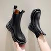 Fashion Winter Boots Lady Women's Rubber Shoes Rain Boots-Women Zipper Round Toe 2024 Med Autumn Ankle Lolita Large Size Rock Fabric Hoo