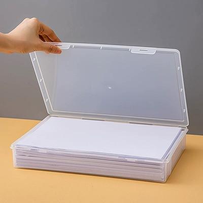 A4 Clear Plastic File Organizer with Lid, Rectangular Office Document and Book Storage Box, Non-Waterproof Essential Daily Supplies
