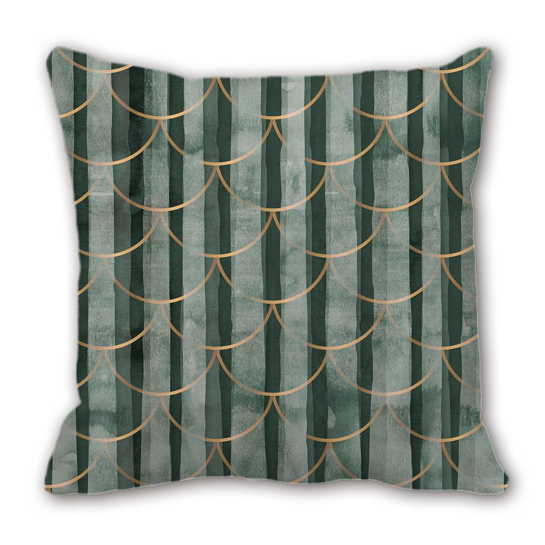 

Зеленые чернила Имитация горячего золота Наволочка Модель комнаты Подушка Диван Гостиная Подушка 45Cm single-sided printed pillowcase