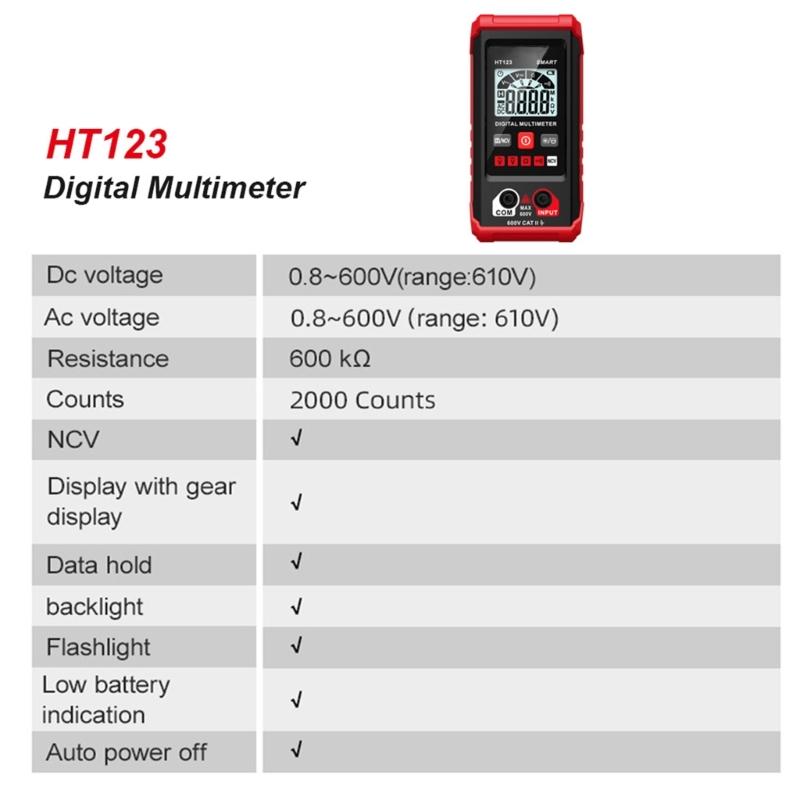 Digital Multimeter and Analyzers 2000 Counts Voltmeter Ohmmeter Auto Ranging Tester,Voltage Resistance Continuity NCV