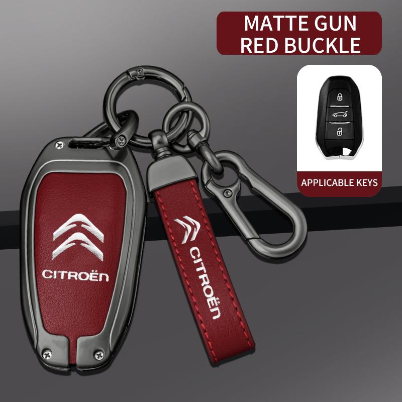Metalen Lederen Auto Afstandsbediening Sleutelhoes Cover Sleutel Beschermer Fob Voor Citroen C1 C2 C4 C6 C3-XR Picasso Grand DS3 DS5 Auto Accessoires