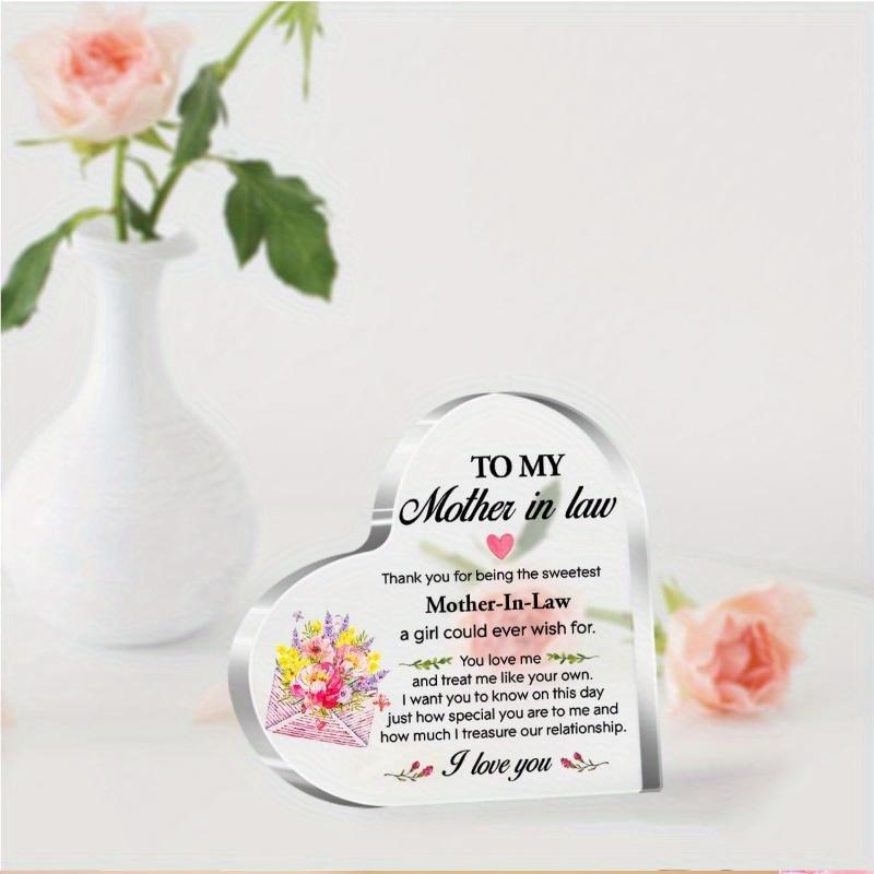 Mother-in-Law Birthday Gift: Acrylic Heart Plaque ("Thank You For Being") – From Daughter-in-Law.