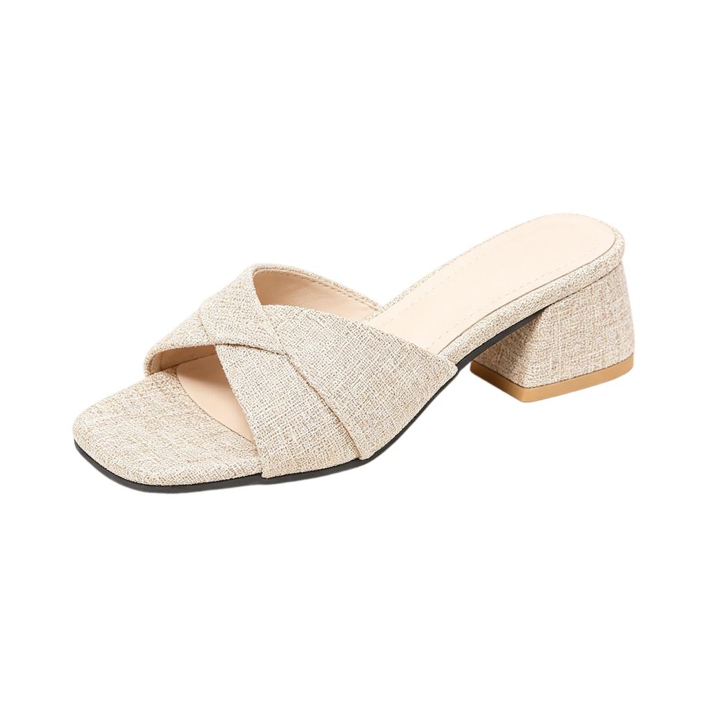 Summer Women's Thick Heeled One Foot Flip Flops