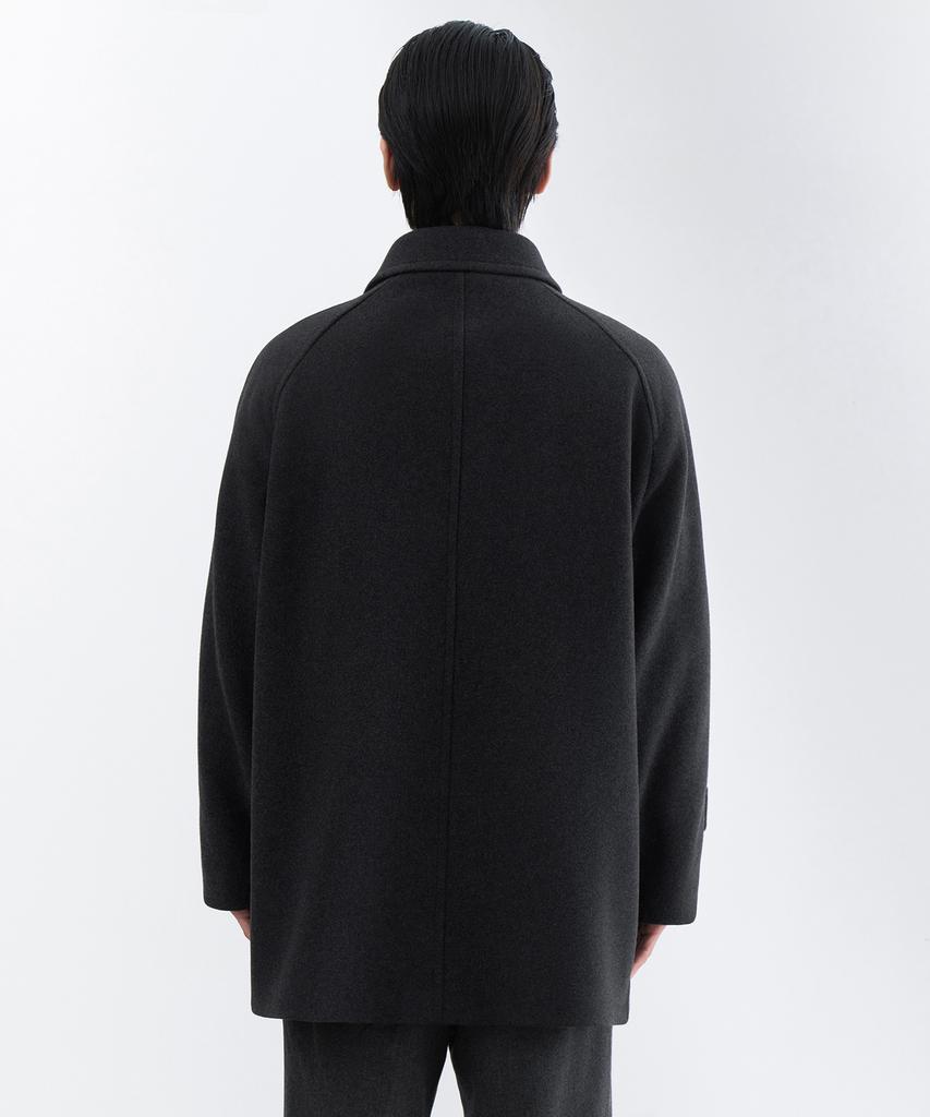 Musinsa Standard Wool Blend Oversized Muff Pocket Half Balmacaan Coat [Charcoal Grey]