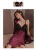 Stunning Satin Lace Backless Tie-Waist Camisole Nightgown Robe with Padding