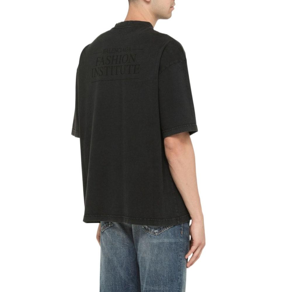 Balenciaga Fashion Institute T-shirt Medium Fit 'Washed Black' Men's 612966TMVH68190