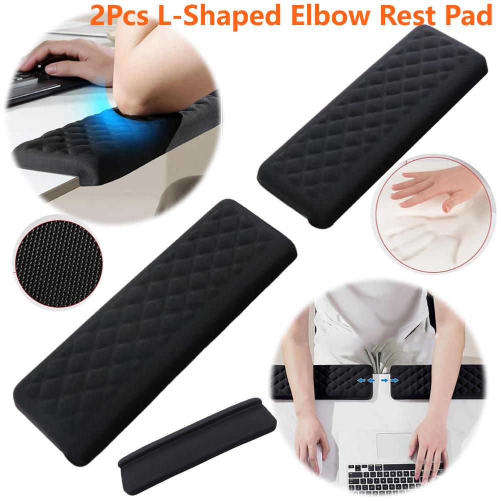 2 Pcs L-Shaped Memory Foam Elbow Pillow Ergonomic Desk Edge Cushion Keyboard Wrist Rest Pad Arm Rest Pads for Table Or Desk Edge
