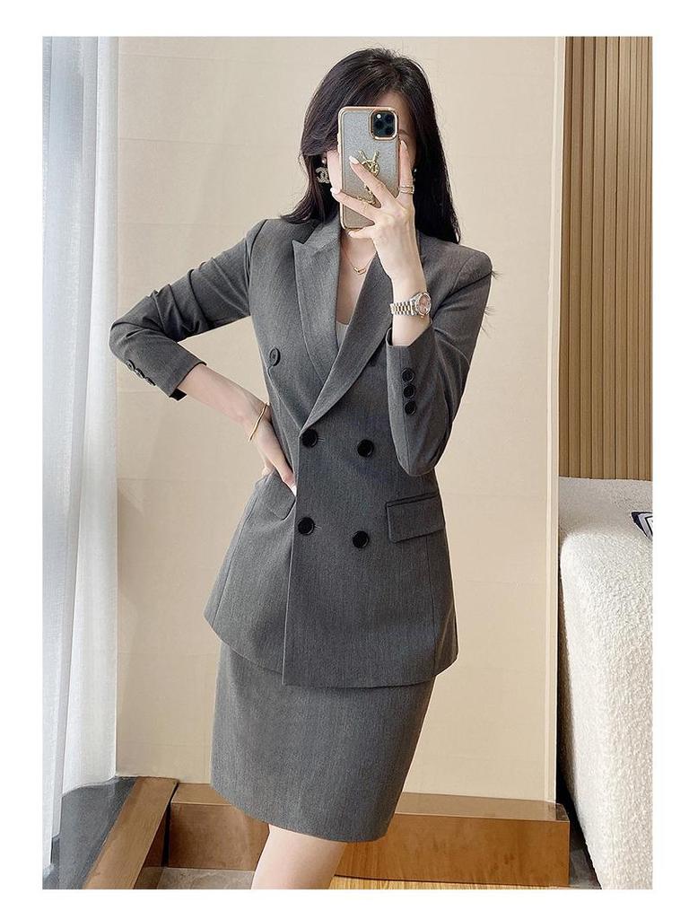 Women's Professional Suit Set: High-End Black Formal Wear for Interviews and Office