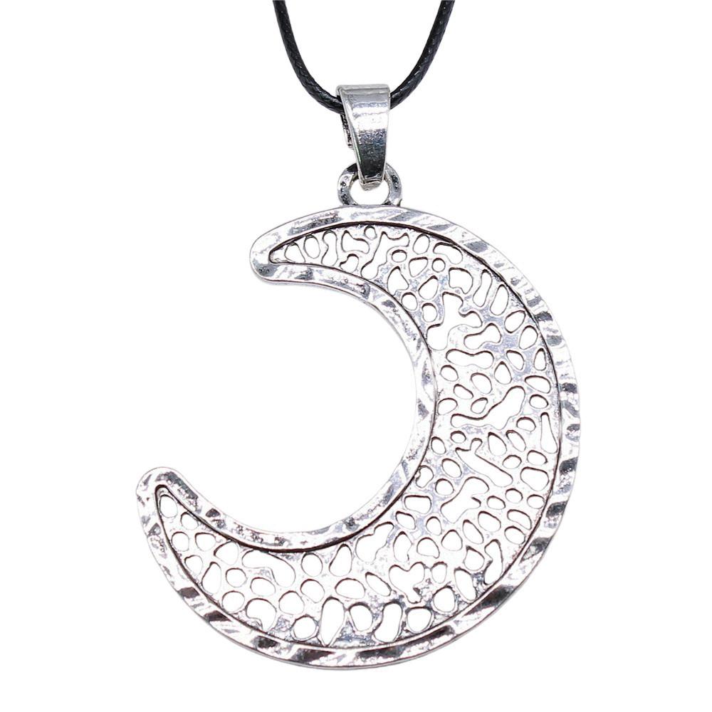 Star Pendant Necklace Vintage Minimalist Moon Sun Charms Cosmic Jewelry With 45cm Leather Chain
