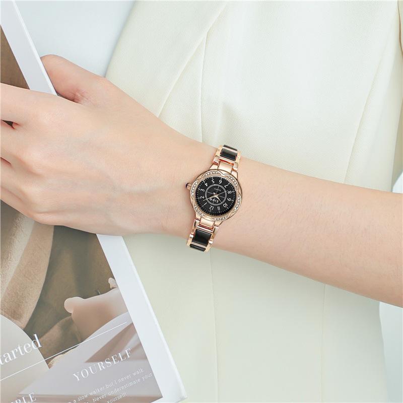 Elegante Orologio da Donna in Quarzo Cielo Stellato con Design Ceramico Intarsiato di Diamanti