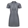 Womens Glossy Mock Neck Bodycon Dress Short Sleeve Stretchy Fabric Nightclub Party Mini Dress