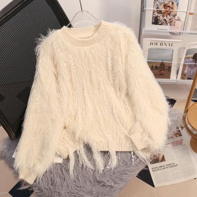 Herbst und Winter Bottoming Shirt Modischer und vielseitiger Wollstrickpullover Top Kleiner kurzer Fransenpullover