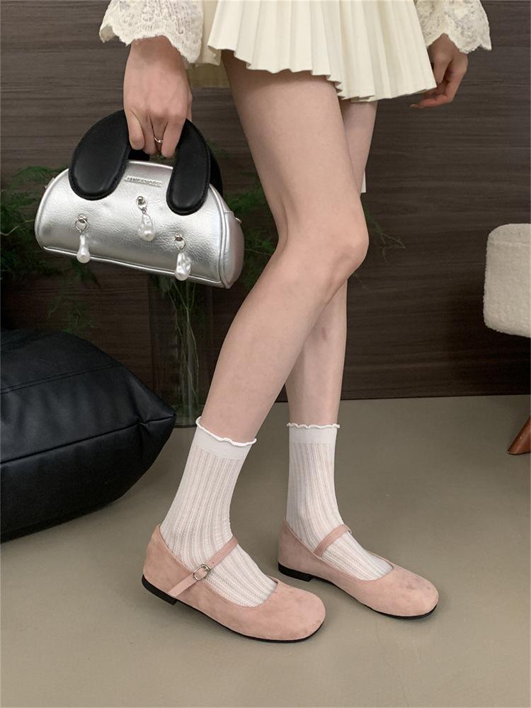 French Retro Mary Jane Shoes 2025 Autumn New One-word Commuter Shoes with Shallow Mouth Flat Beanie Shoes