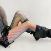Y2K Rainbow Fishnet Stockings Dopamine Sexy Mesh Stockings Breathable Hollowed Out Pantyhose  Party