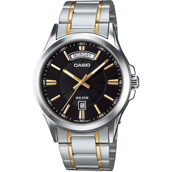 Casio Analog Quartz Men s Watch MTP-1381G-1AV Metal Band Silver & Gold/Black