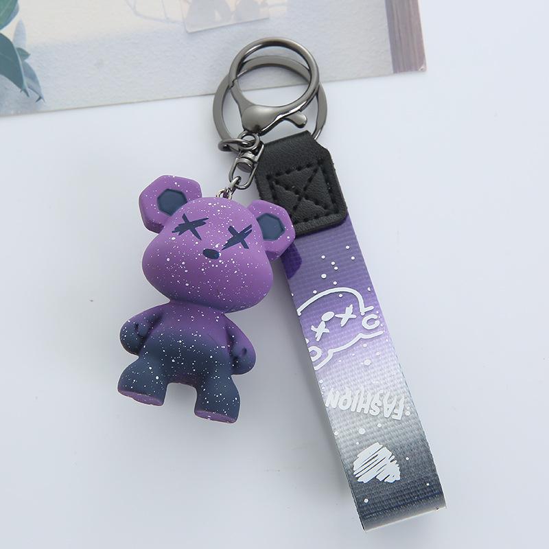 Color-Changing Dragon Bear Keychain - Starry Sky Gradient Pendant for Couple Bags