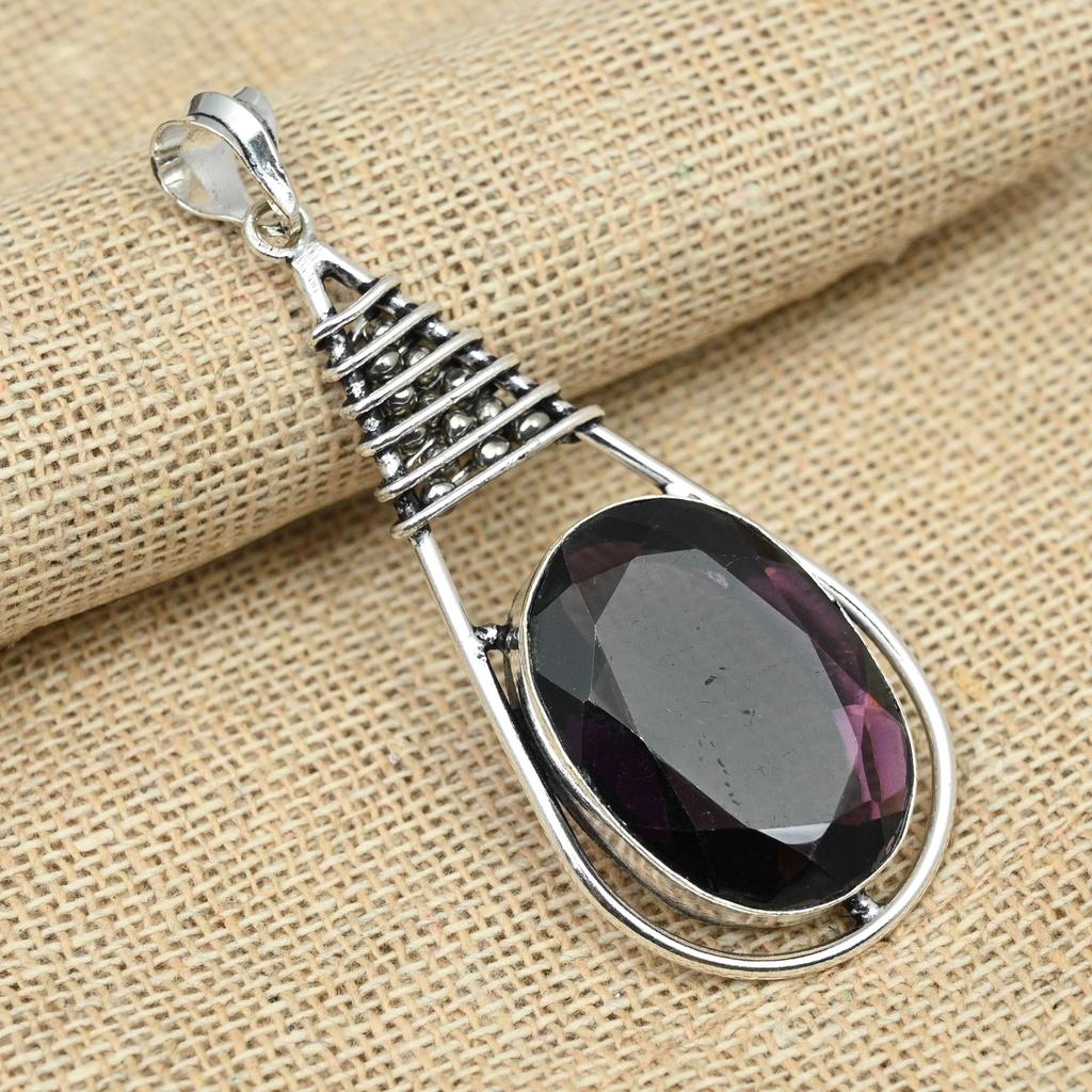 Amethyst Gemstone 925 Sterling Silver Handmade Unique Jewelry Birthday's Gift Pendant
