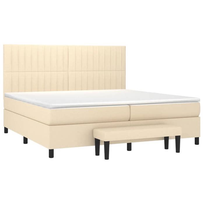 Slatted Bed Base with Mattress - Maison Exclusive - 200x200 Cm - Adjustable Headboard - Cream