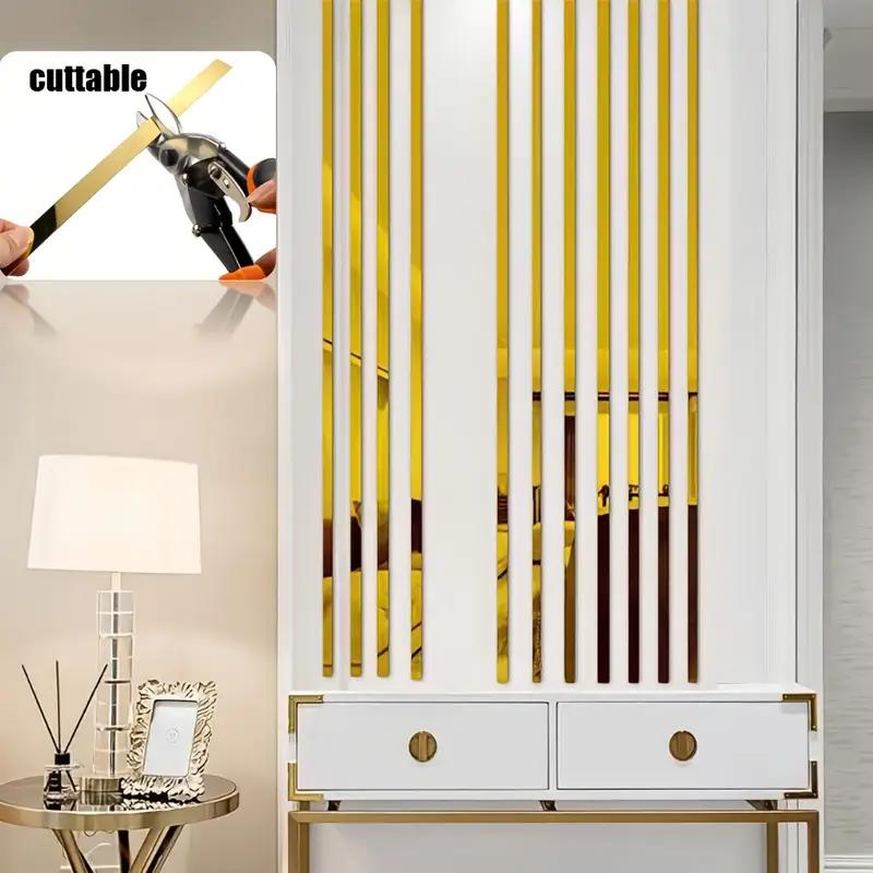 1PC 5m/196.85inch Gold Wall Sticker Stainless Steel Flat Decorative Lines Titanium Mirror Wall Ceiling Edge Strip Living Room De