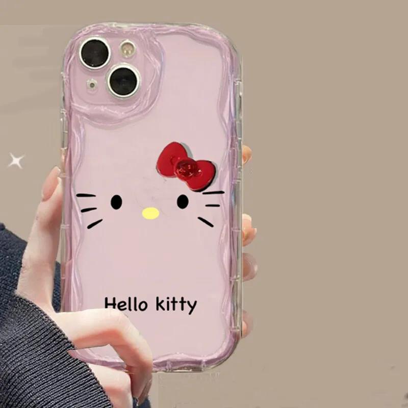 3D Bowknot Hello Kitty Phone Case For Iphone 17 Air 16 Pro Max 15 14 13 12 11 Pro Max 16e Plus12 13 mini 16+ Casing Cute Soft