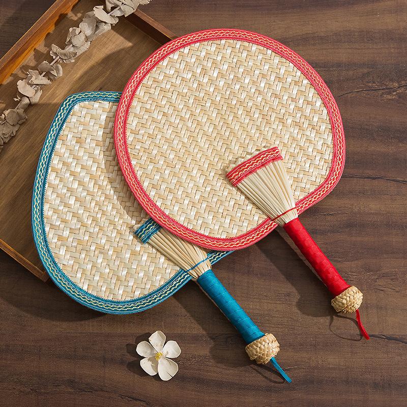 1pc Hand-Woven Woven Straw Hand Fan Old Summer Natural Environmentally Friendly Hand-Woven Fan Decorative Fan For Home Decor
