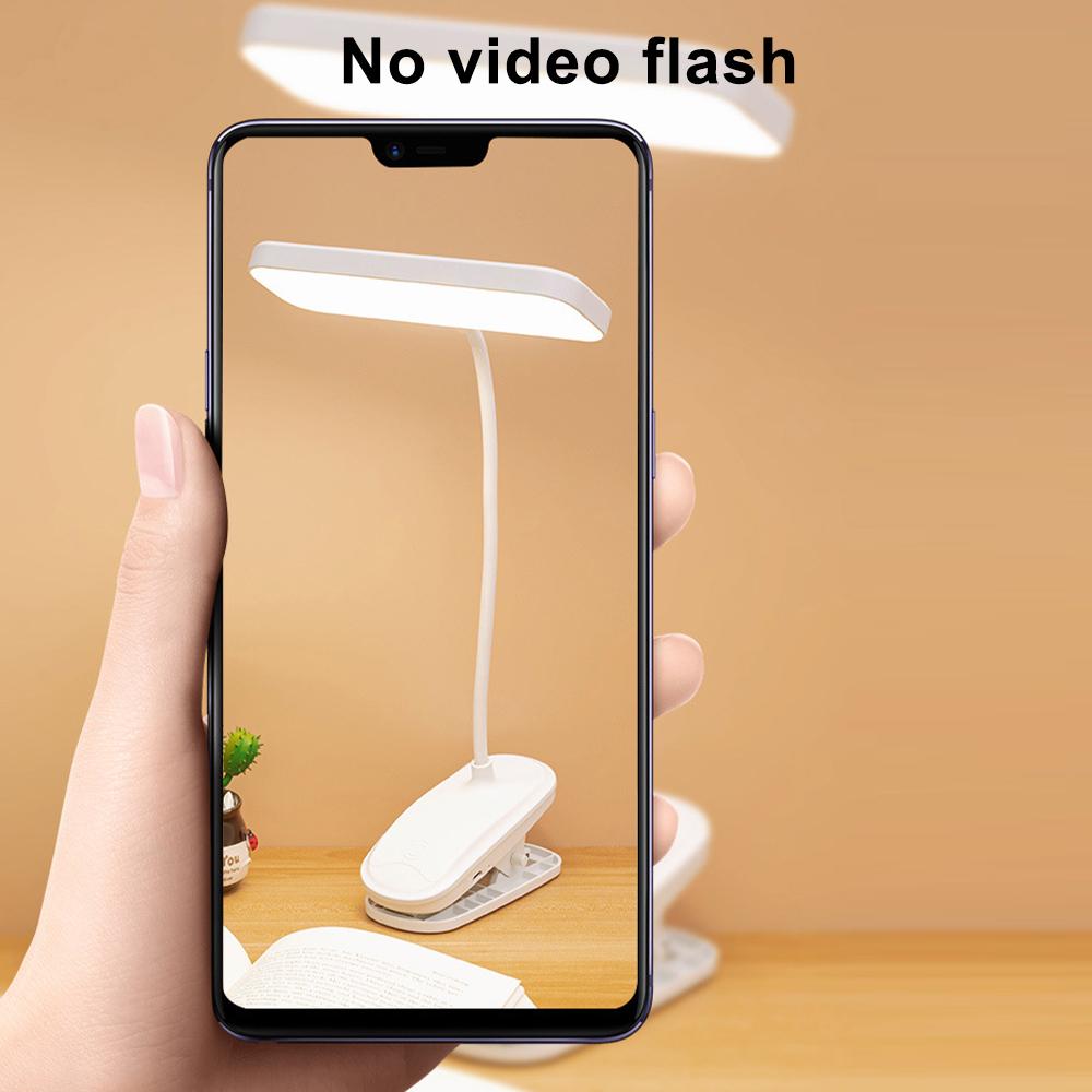Elastyczna lampka biurkowa 360° z klipsem, ładowana przez USB, lampka nocna do sypialni, do nauki, do czytania, do pracy w biurze
