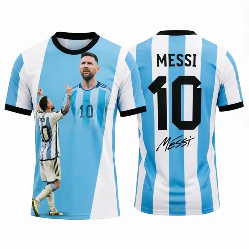 2026 Messis Argentina Football Jersey Summer Sports Men s T-Shirts Unisex Round Neck Mesh Jersey Breathable Quick Dry Sportswear S