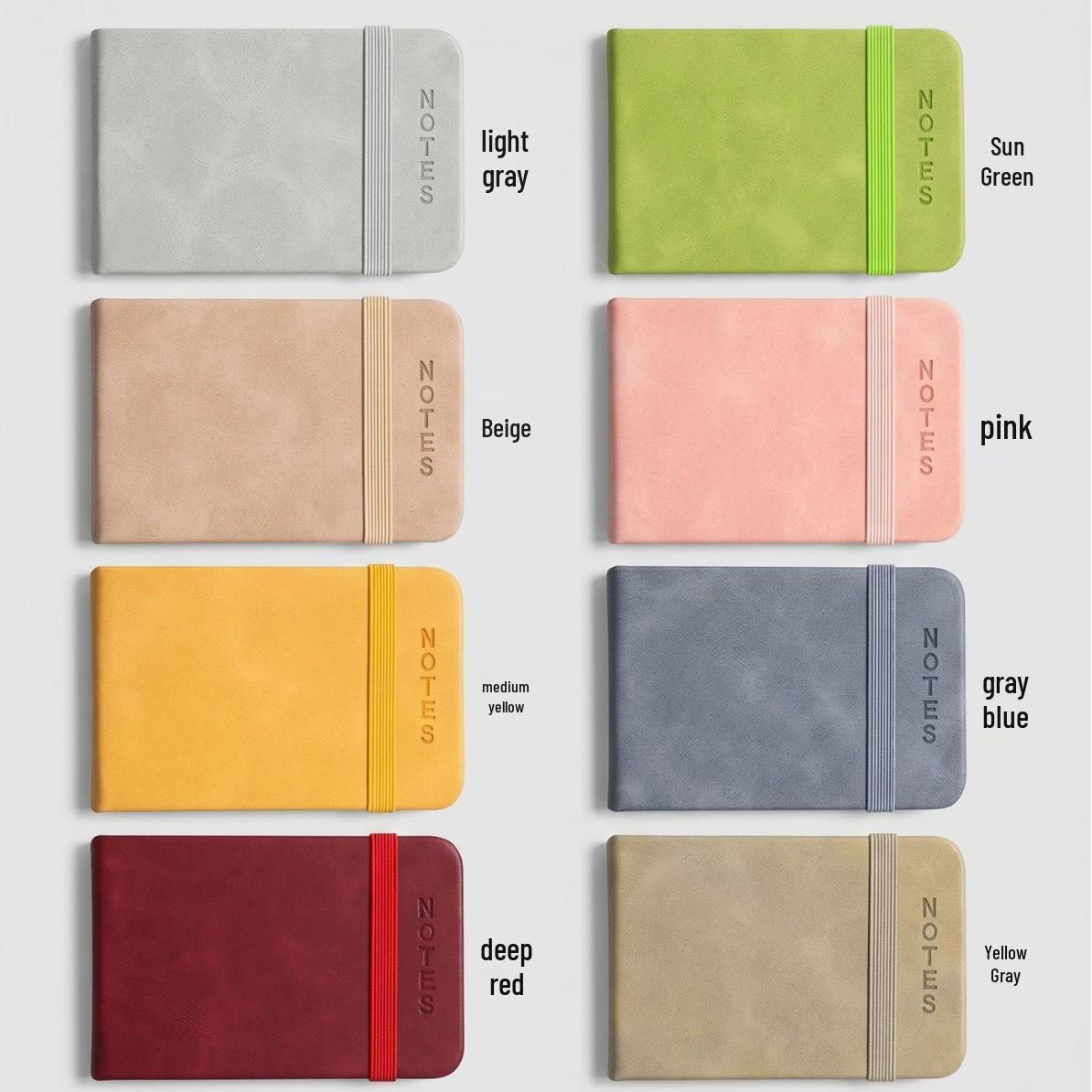 A6 Leather Portable English Pocket Planner & Memo Pad with Color Binding Strap A6