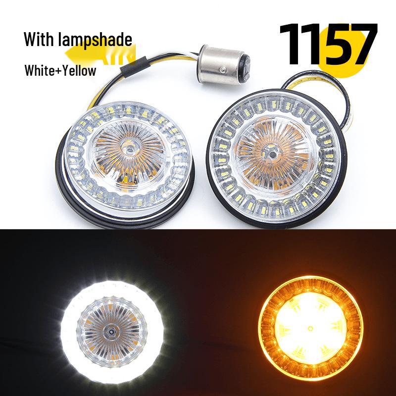 Harley Motorcycle 1157 LED Front/Rear Turn Signals & Brake Lights - White/Yellow