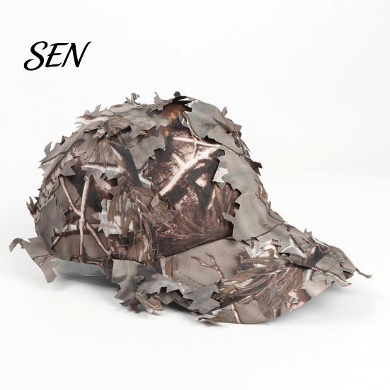 Concealment Cap for Hunting 3D Leafy Camouflage Cap, Tactical Hat, Adjustable Jungle Cotton Camo Peaked Men, Turkey Hunting, Training Head Size