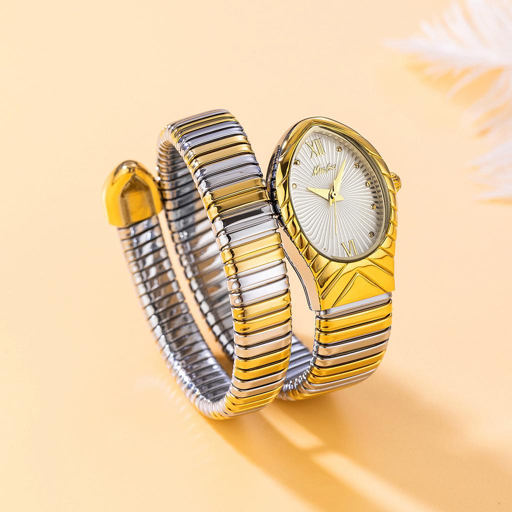 MISSFOX Women's Watches Quartz Snake Shape Simple Ladies Watch Fashion Unique Strap Waterproof Wristwatches