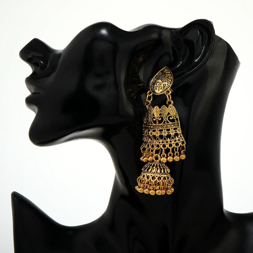 Retro Fringed Stud Earrings, Long Hollow Earrings, Ethnic Style Versatile Bell Earrings