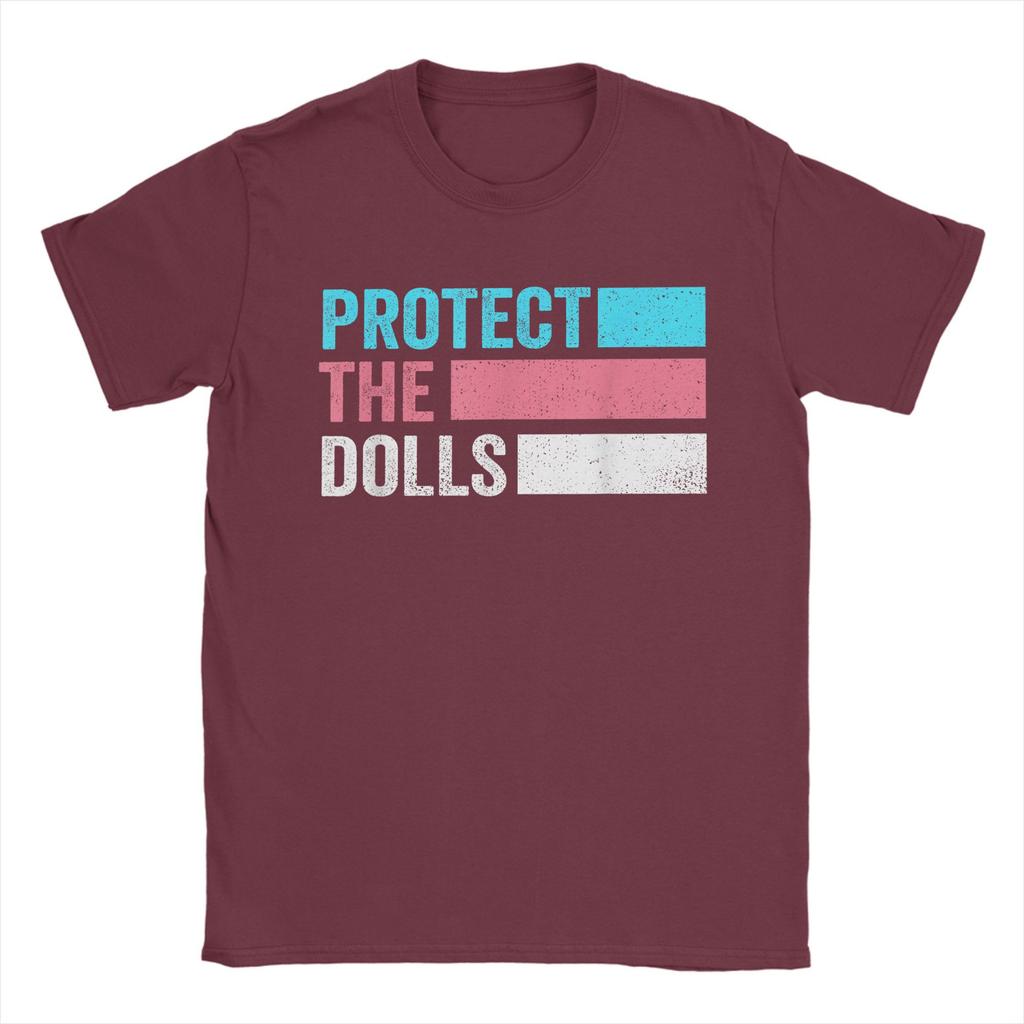 Protect The Dolls Quote T-Shirt Men Trans Women Solidairity Awesome Cotton Tee Round Neck Short Sleeve T Shirt Plus Size Clothes