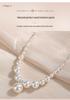 Luxurious S925 Sterling Silver Clavicle Necklace with Crushed Silver and French-Style Round Imitation Pearls.